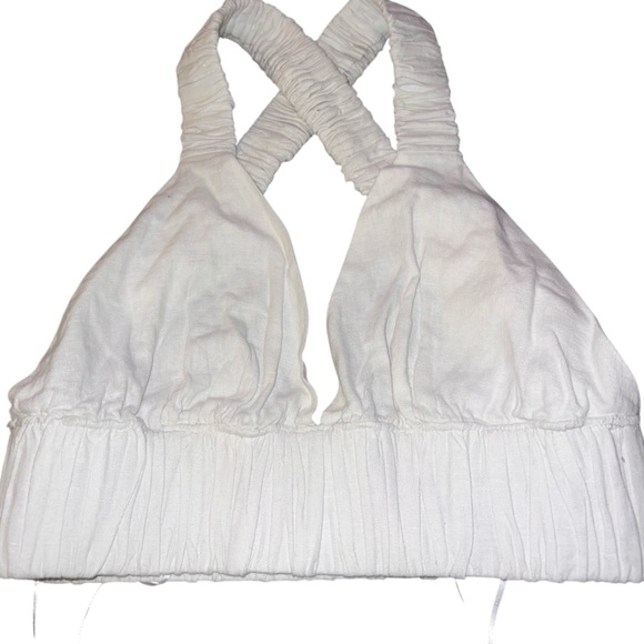 NWT Abercrombie & Fitch White Linen Viscose Cropped Top Medium - Picture 3 of 10